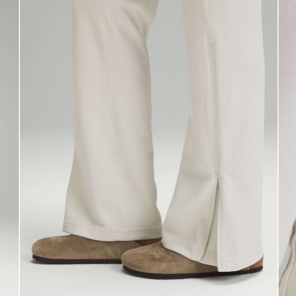 LULULEMON Brushed Softstreme Ribbed Zip Flared Pants 32.5" Inseam - Picture 4 of 13